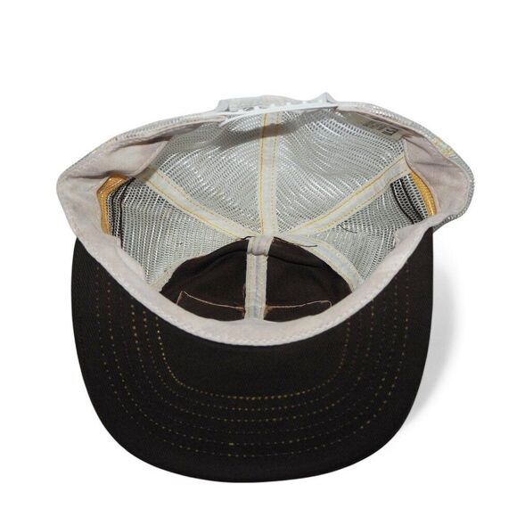 Levi Garrett Vintage 5 Star 80s 3 Stripe Mesh Trucker Snapback Hat Brown OS - Picture 5 of 9